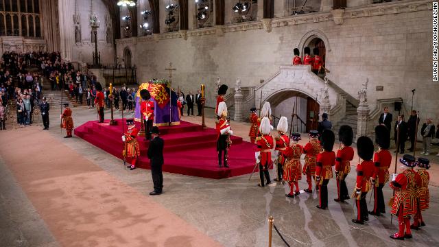 Each corner of the platform is guarded by soldiers around the clock. 