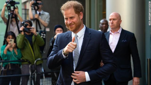 Prince Harry outside London's High Court.