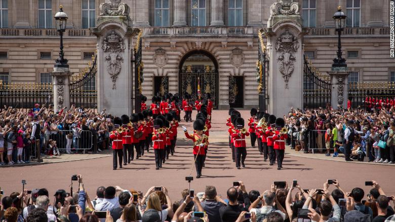 The Changing of the Guard at Buckingham Palace in 2015. 