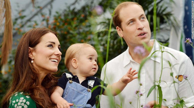 Prince George and his parents visit a butterfly exhibition at London's Natural History Museum in July 2014.