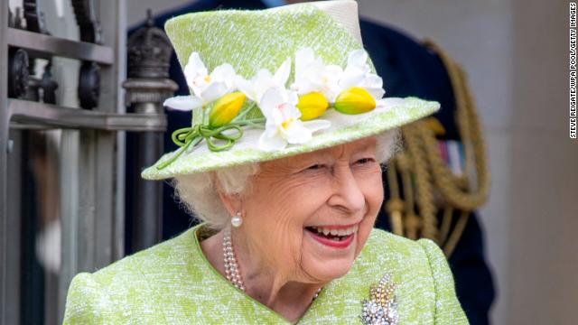 Queen Elizabeth II visits the Air Forces Memorial at Runnymede on Wednesday.