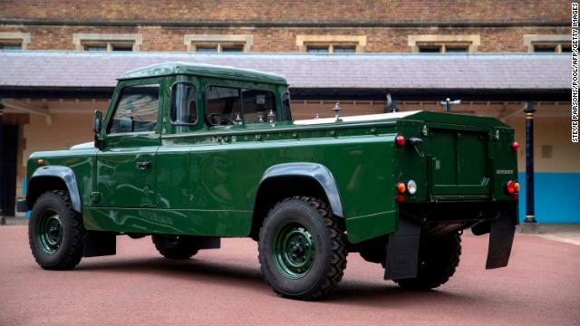 This modified Land Rover will carry the coffin.