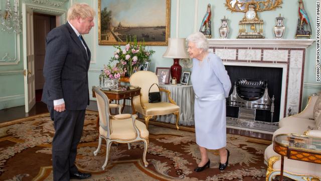 The meetings between the Queen and PM are usually closed-door events with the conversation unrecorded but cameras were allowed in for the start of the face-to face on this occasion. 