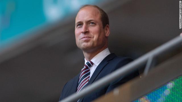 Prince William, the Duke of Cambridge and President of the English Football Association, watches the UEFA Euro 2020 Championship semi-final match between England and Denmark at Wembley Stadium on Wednesday in London. 