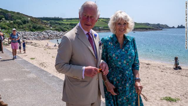 Charles and Camilla visit St Mary's on July 20 on the Isles of Scilly.