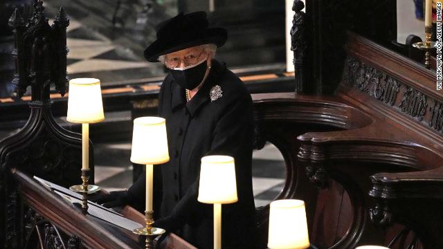 The Queen sat alone during the Philip's funeral service in April as social distancing between households was forbidden at the time.