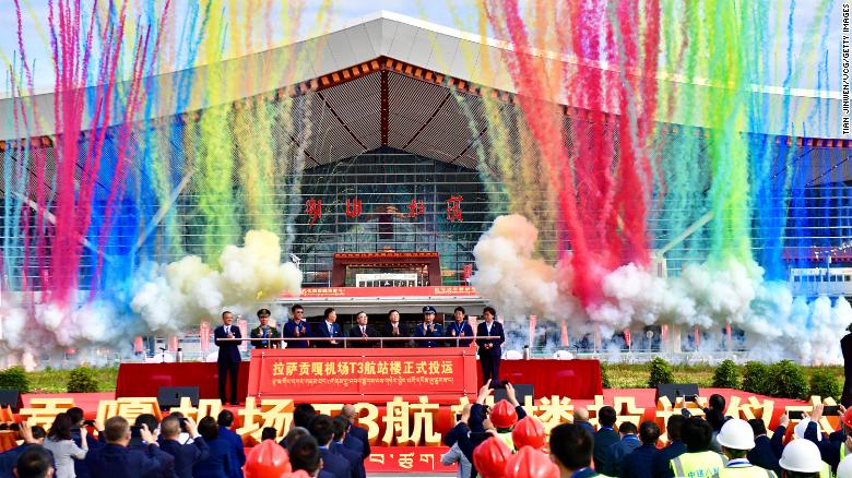 A new 88,000-square-meter (947,224-square-foot) terminal opened at Lhasa Gonggar Airport in Tibet on Saturday