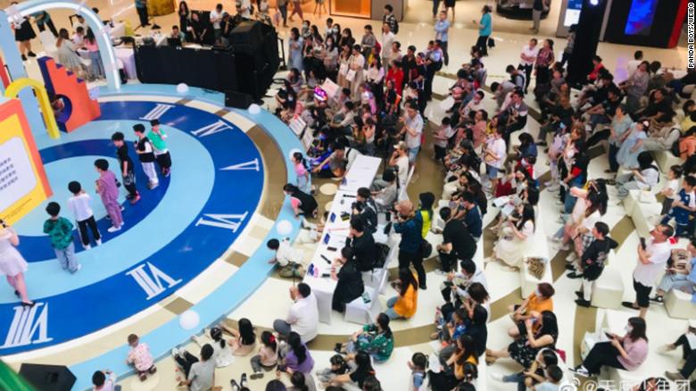 The Panda Boys perform at a mall in May 2020.