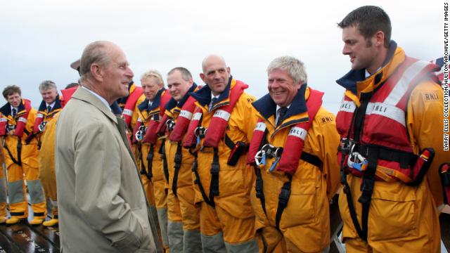 Prince Philip with members of the RNLI in 2008. 