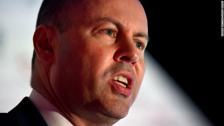 Australian Treasurer Josh Frydenberg speaks during the release of the 2021 Intergenerational Report in Melbourne on June 28.