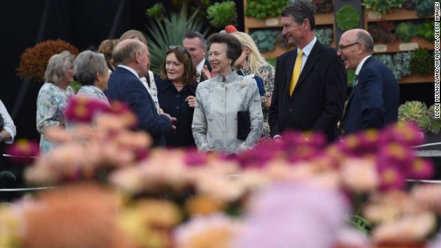 Princess Anne chats in the gardens at this year's RHS Chelsea Flower Show. 