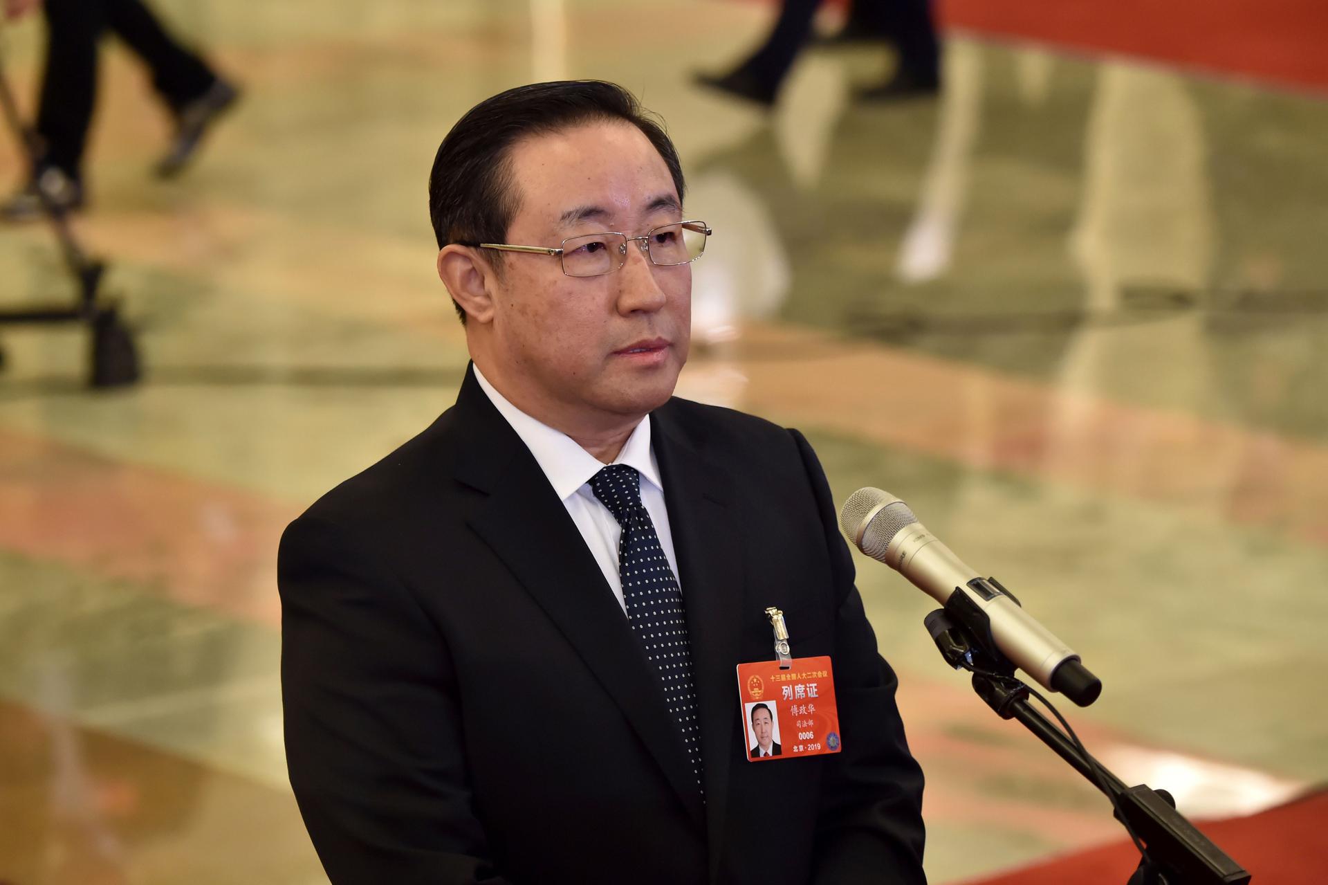 Former Minister of Justice Fu Zhenghua at the Great Hall of the People in Beijing, China, on March 12, 2019.