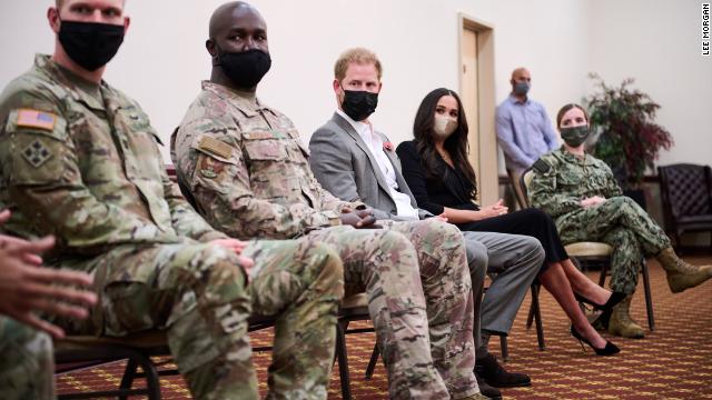 The couple visited service members and their spouses at Joint Base McGuire-Dix-Lakehurst in New Jersey, on Thursday.