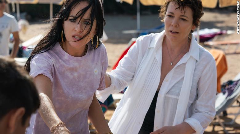 Dakota Johnson as Nina and Olivia Colman as Leda