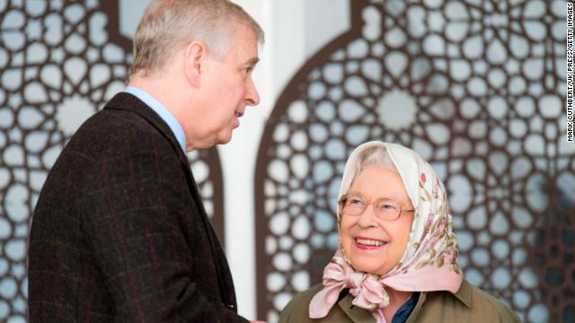 The Queen and her second son chat at the Windsor Horse Show in May 2017. 