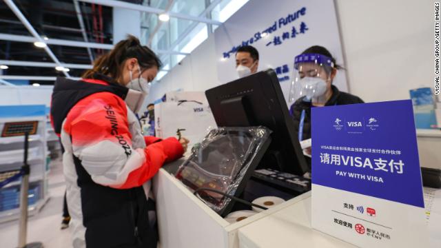 Digital yuan is accepted at a store at the 2022 Winter Olympics in Beijing, China, on January 25.