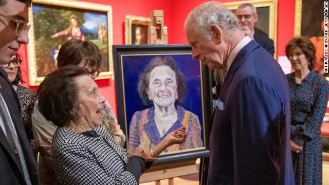 Prince Charles talks with Holocaust survivor Lily Ebert. 