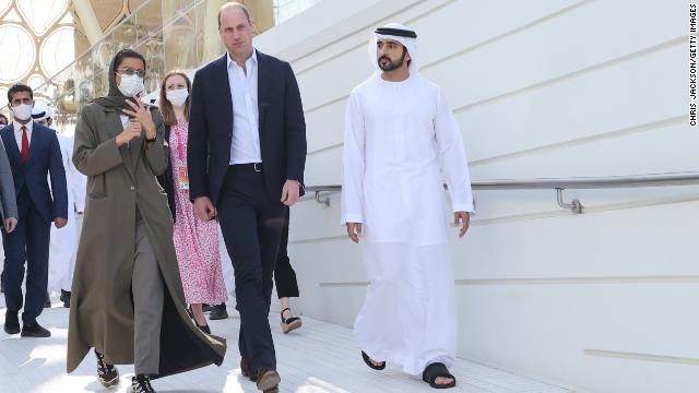 The duke interacts with the crowd as he visits the UK Pavillion at Expo 2020 on February 10 in Dubai.