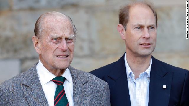 Prince Edward with his father, Prince Philip in 2016 in Edinburgh, Scotland. 