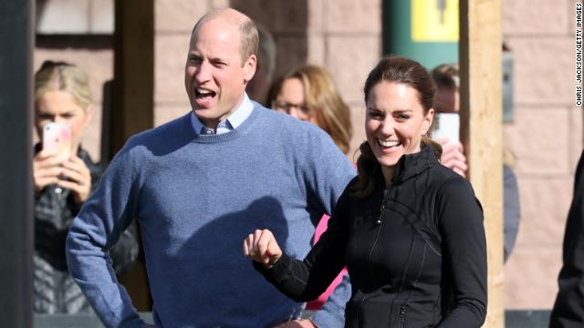 William and Catherine share a laugh during a 2021 engagement. 