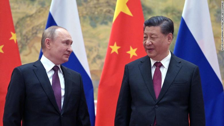 Russian President Vladimir Putin and Chinese President Xi Jinping during a meeting in Beijing on February 4.
