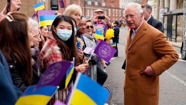 Prince Charles was greeted with Ukrainian flags during a rescheduled visit to Winchester this week. 