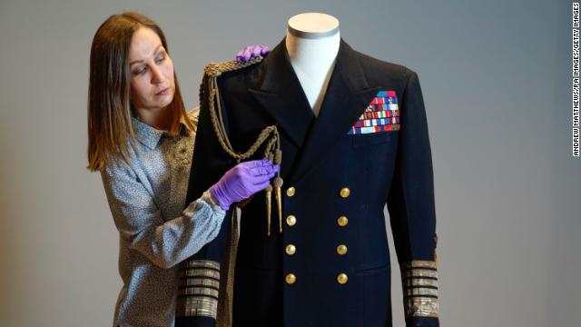 A naval uniform which once belonged to the Duke of Edinburgh as it goes on display.