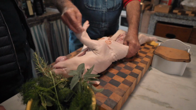 Italian TV star shows how to cook slow-cooked pork