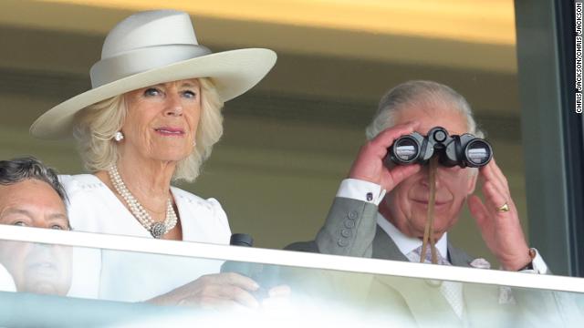 Prince Charles peeks at the ponies as he and Camilla – along with several other members of the royal family – enjoyed a day at the races for Royal Ascot 2022.