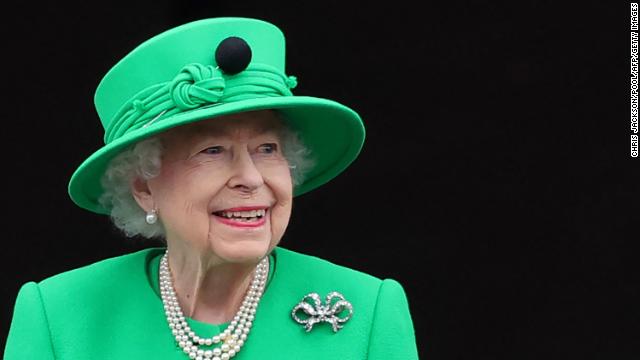 The Queen smiles during a Platinum Jubilee appearance in early June. 