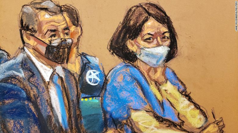 Lawyer Christian Everdell and Ghislaine Maxwell at her sentencing hearing in New York City.