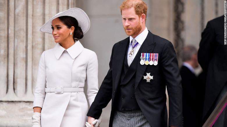 A file photograph of the Duke and Duchess of Sussex in London in June.