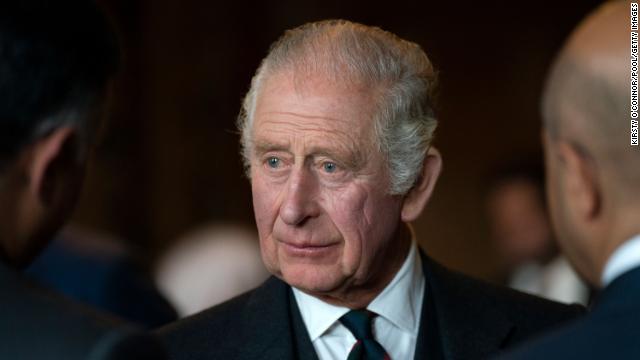 King Charles III hosts a reception to celebrate British South Asian communities, in the Great Gallery at the Palace of Holyroodhouse on October 3 in Dunfermline, Scotland. 