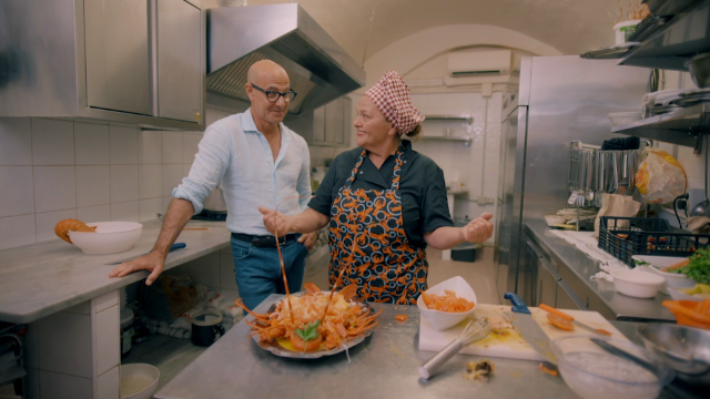 Chef Antoinette Salaris, known by locals as the Queen of the Sea, prepares the lobster with a fresh salad — a recipe that originates from Catalonia in Spain.