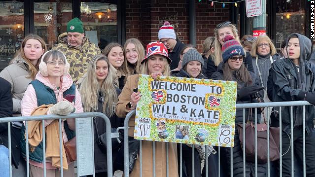 Royal fans wait for a glimpse of William and Kate. 