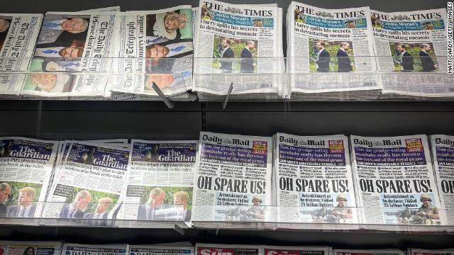 A selection of front pages from various UK daily national newspapers on January 6.