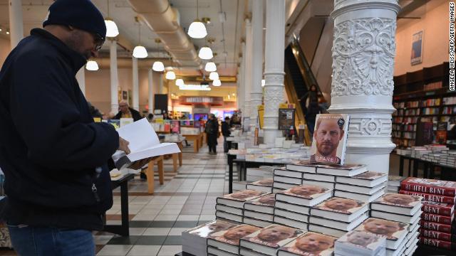 Copies of ''Spare'' on display at a Barnes & Noble bookstore in New York City. 