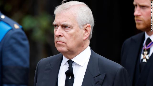 Prince Andrew, Duke of York attends the Committal Service for Queen Elizabeth II at St George's Chapel, Windsor Castle on September 19, 2022 in Windsor, England. 