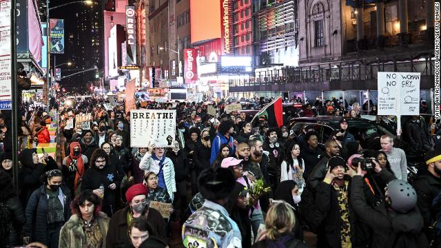 Crowds in New York City march to protest the deadly beating of Tyre Nichols by Memphis police officers.