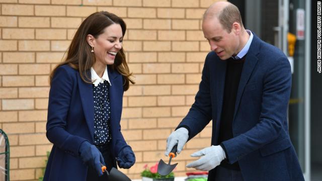 File photograph of William and Kate taking part in a gardening session during a 2021 engagement in Wolverhampton, England.