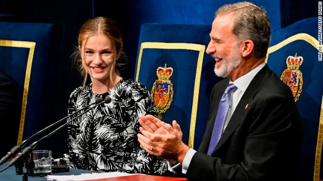 Crown Princess Leonor, pictured with her father King Felipe.