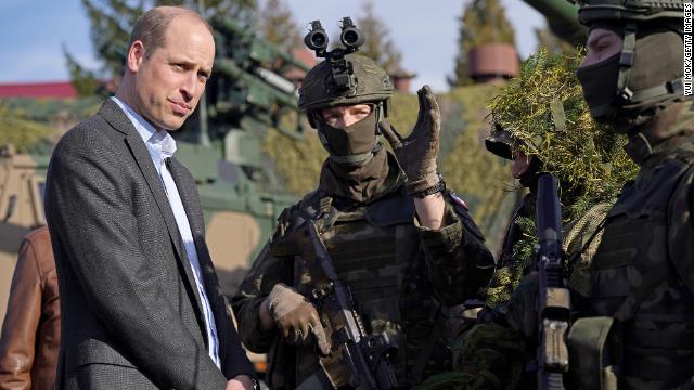 Prince William made a surprise visit to troops near Ukrainian-Polish border on Wednesday.