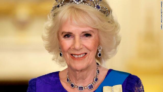 Camilla, Queen Consort attends a state banquet honoring South African President Cyril Ramaphosa at Buckingham Palace in November.