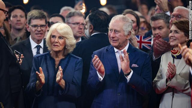 Britain's King Charles III and Camilla, Queen Consort in Hamburg, Germany on March 31.