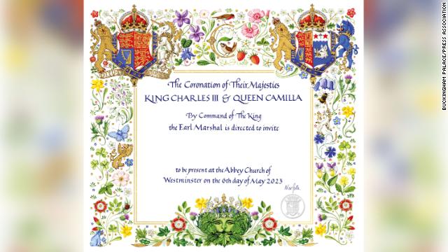 King Charles III and Queen Camilla's coronation invitation.