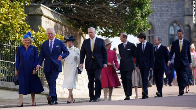 The royal family attend Easter Sunday service at St. George's Chapel, Windsor. 