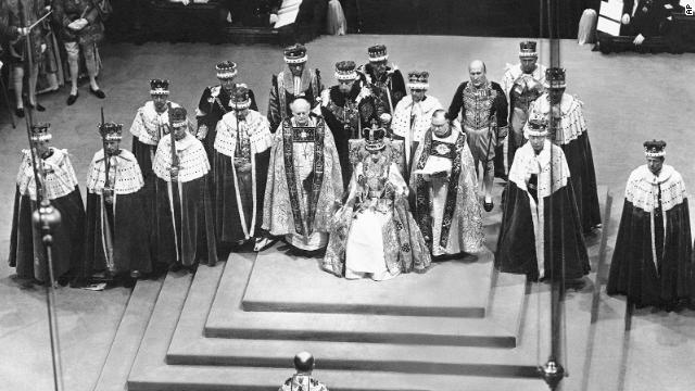 Queen Elizabeth II during her coronation in 1953.