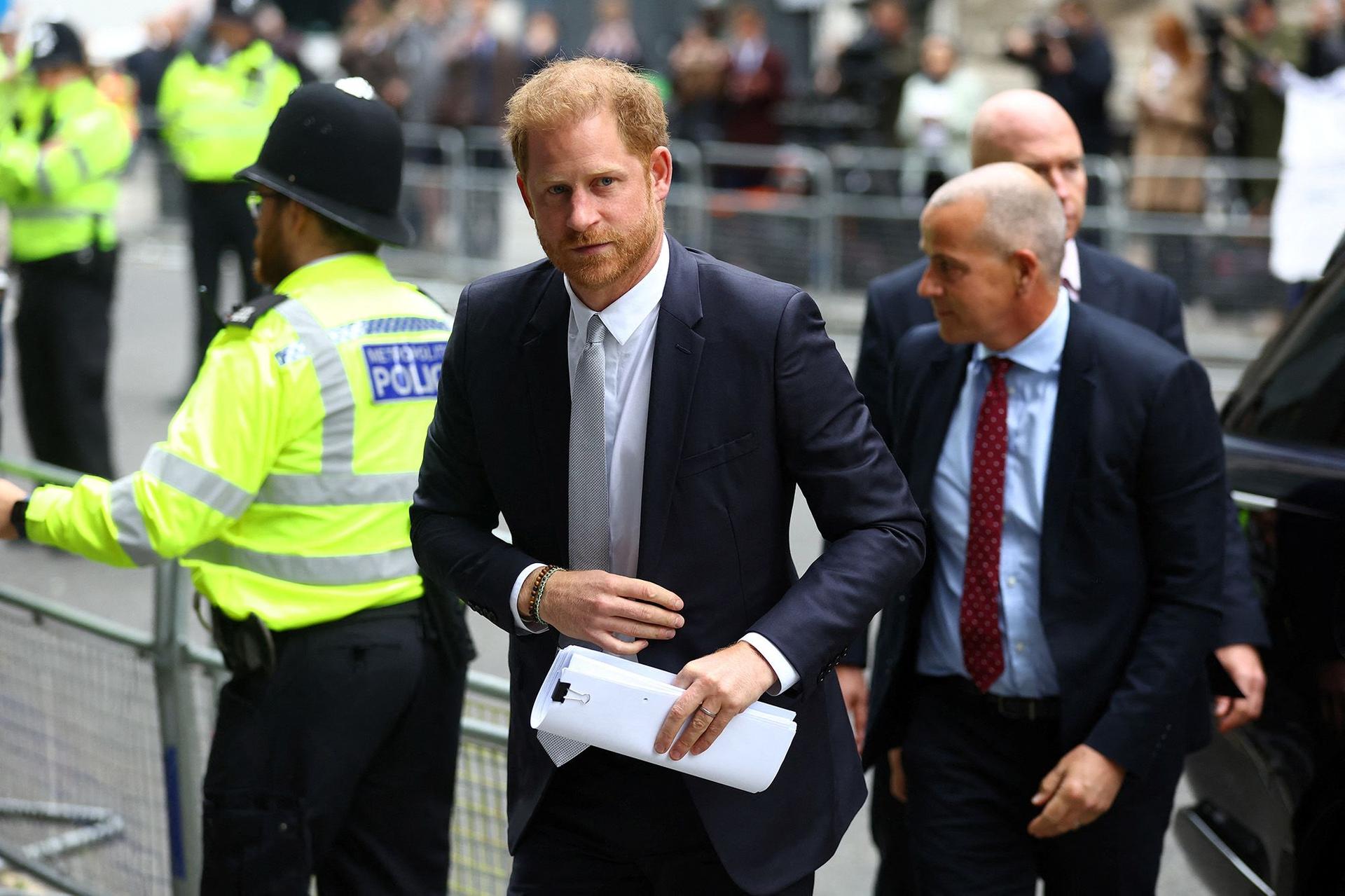 File photograph of Prince Harry at the UK's High Court in June. 