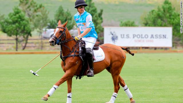 Prince Harry plays polo during the Sentebale ISPS Handa Polo Cup 2022 in Aspen, Colorado last year.