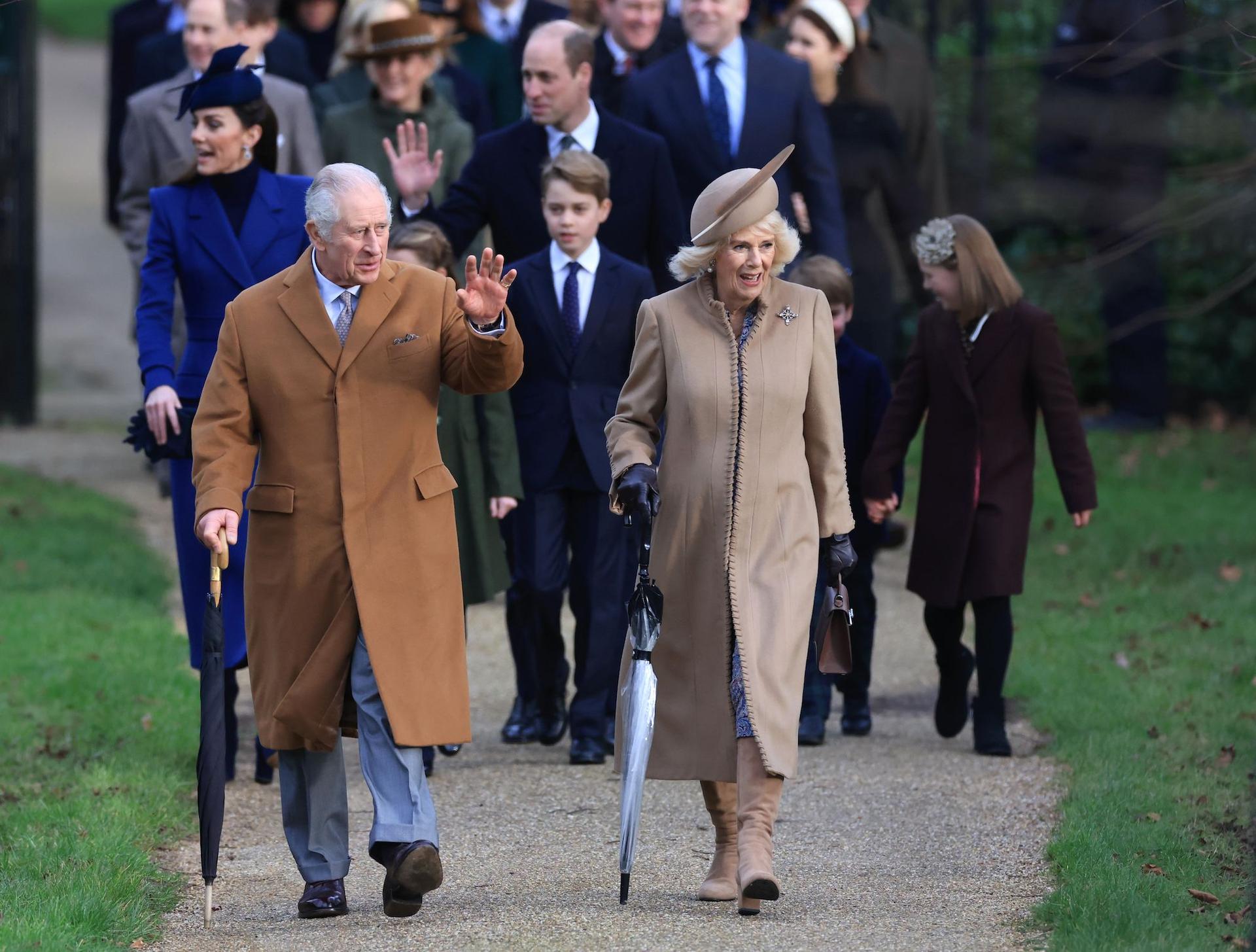 Royal fans and estate staff were delighted to see the family march to St. Mary Magdalene Church on the Sandringham estate in Norfolk on Christmas Day. 